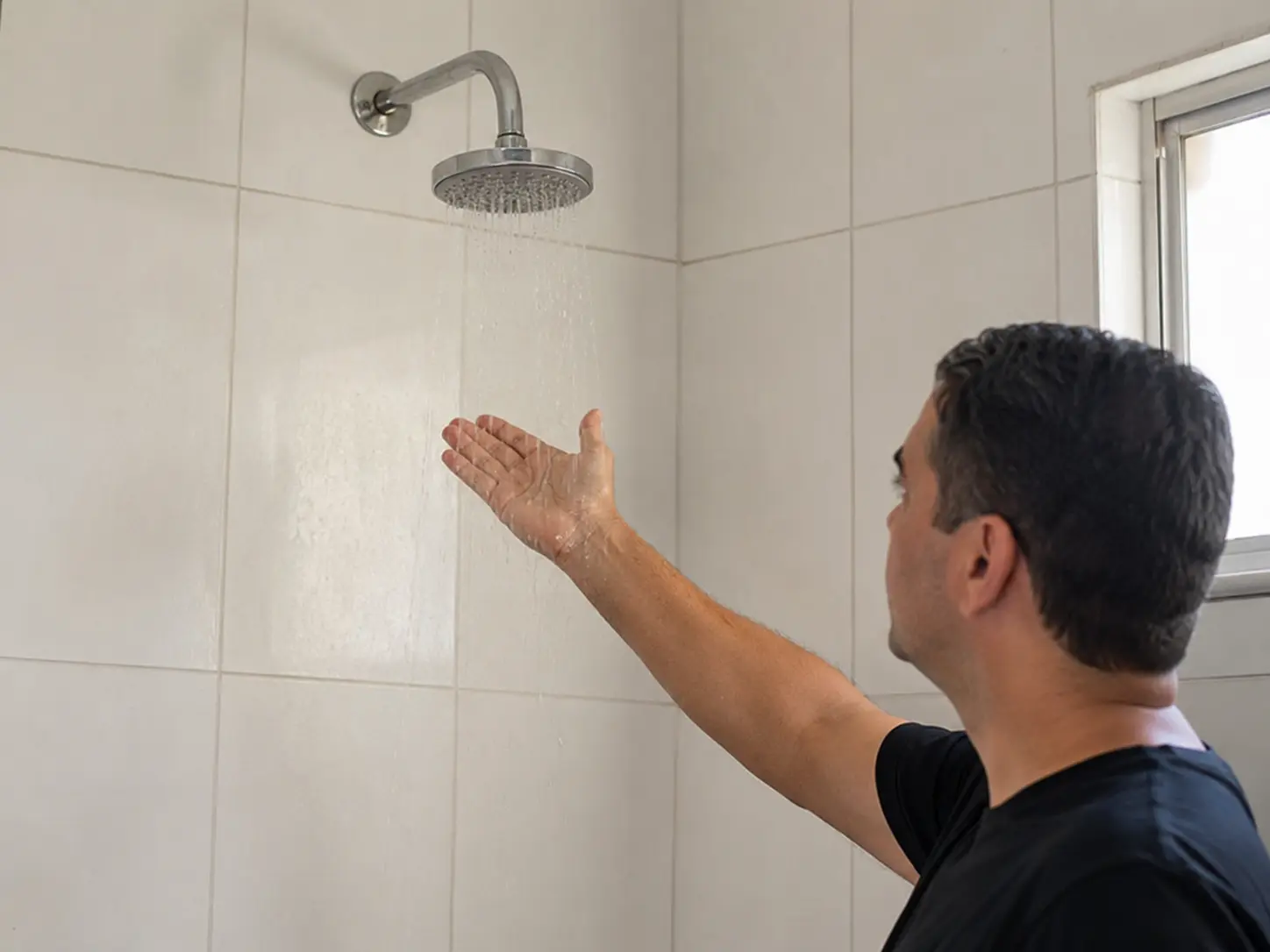 Chuveiro com pouca pressão de água indicando possível problema hidráulico em Capão da Canoa RS.